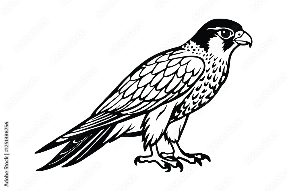 Silhouette of falcon isolated on a white background Silhouette of falcon isolated on a white background