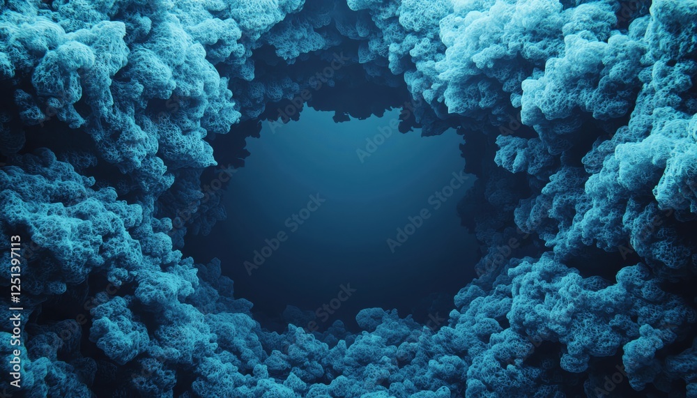 Obraz premium A captivating underwater scene showcasing blue coral formations and an open space.