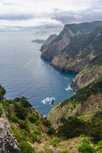 Scenic panoramic view along the Vereda do Larano hike, Madeira island, Portugal. photo