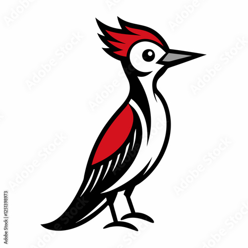 Simple a Woodpecker line art vector white background