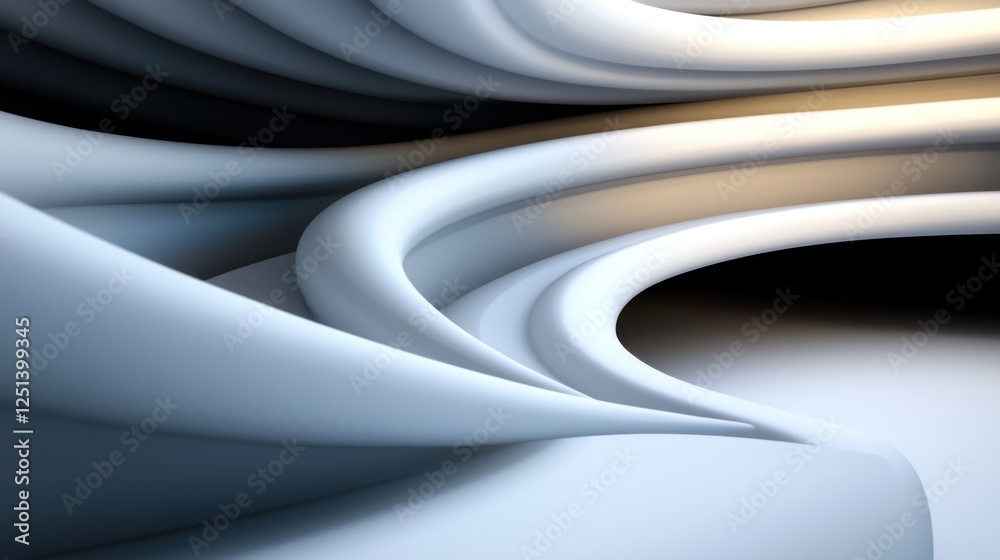 Obraz premium Abstract curves in soft gradients create a serene atmosphere, suggesting movement and flow