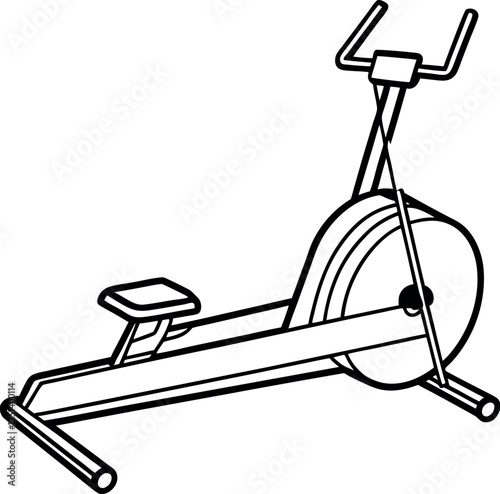 Stylized Rowing Machine Outline Vector – Great for Fitness Marketing