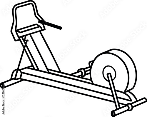 Creative Rowing Machine Outline Vector – Ideal for Gym Marketing