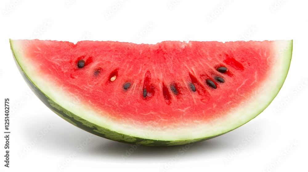 A fresh watermelon slice, isolated on a white background A fresh watermelon slice, isolated on a white background