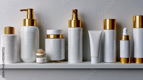 Elegant display of modern skincare products