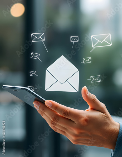 man reading electronic mail ,Email marketing and newsletter concept,Digital communication with email messages,Sending and receiving messages online with the email icon ,notifications, origami. with 