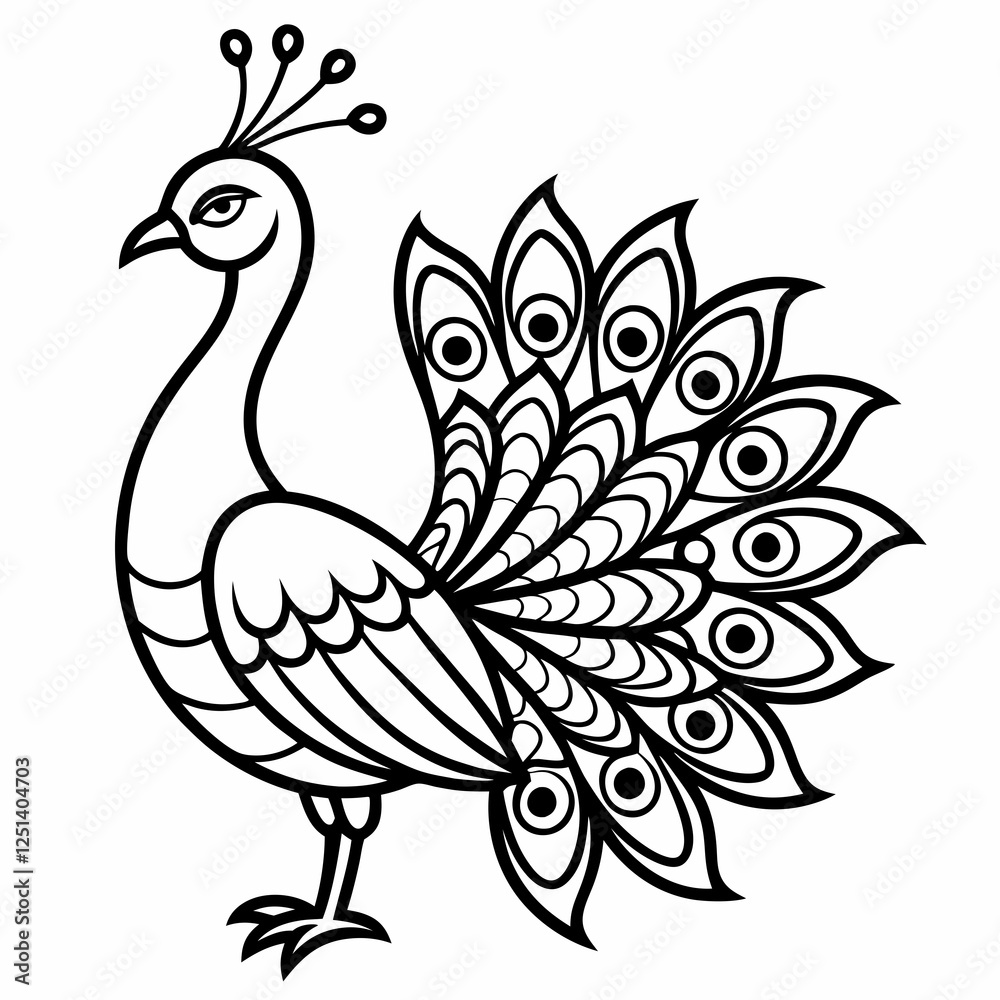 Fototapeta premium Simple a Peacock line art vector white background
