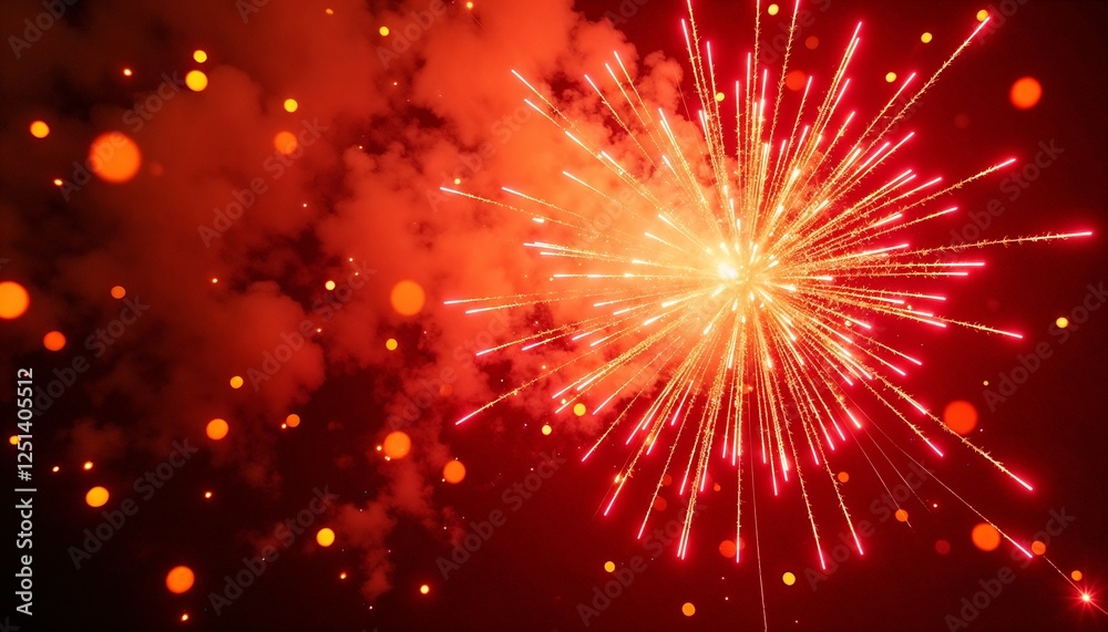 Obraz premium Colorful fireworks exploding in night sky with festive atmosphere and bright lights