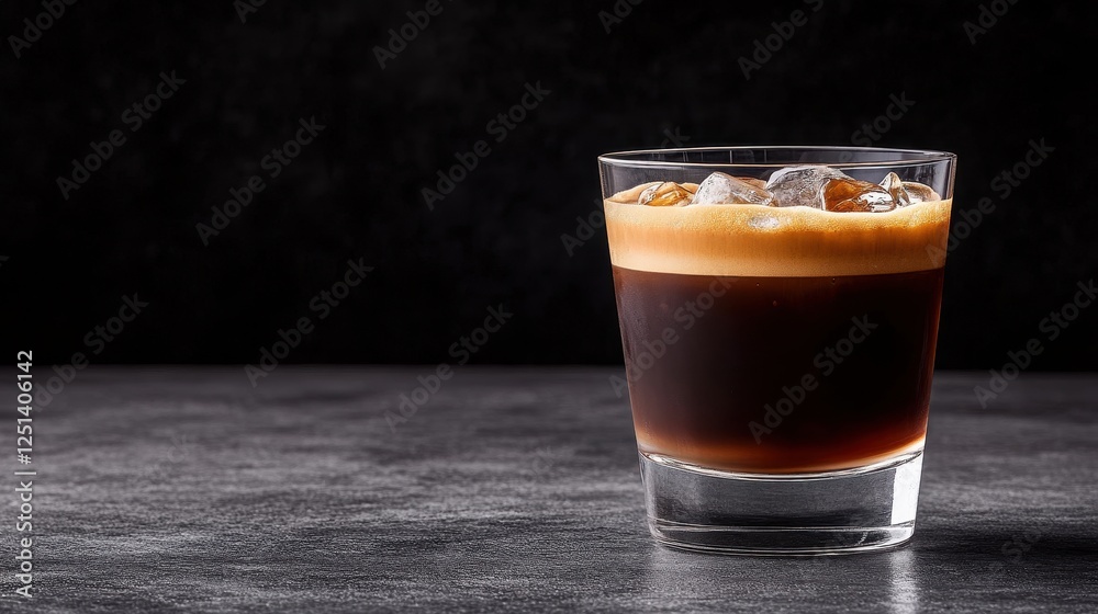 Trendy Velvet Espresso Tonic in a Stylish Glass on Dark Background Trendy Velvet Espresso Tonic in a Stylish Glass on Dark Background