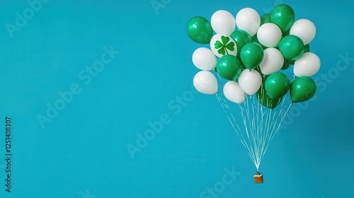 Wallpaper Mural Festive acrylic artwork of shamrock balloons floating in a bright blue sky, joyful and vibrant Torontodigital.ca