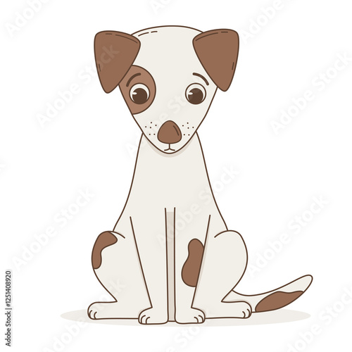 cute hand drawn cartoon character jack russell dog sitting vector illustration isolated on white background