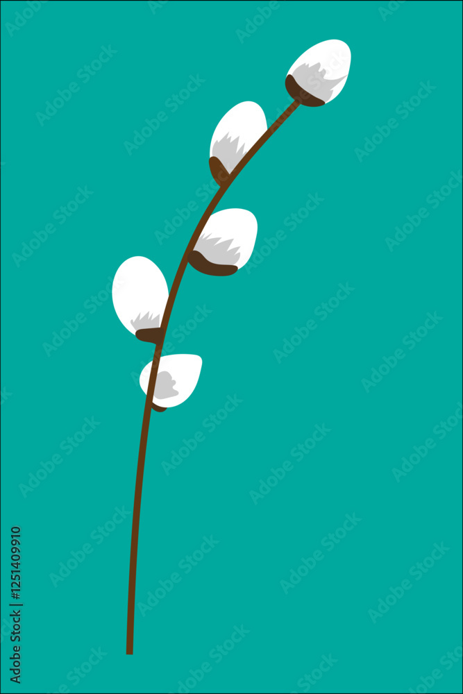 set of willow branches, design element and traditional symbol of the spring religious holiday of Easter set of willow branches, design element and traditional symbol of the spring religious holiday of Easter