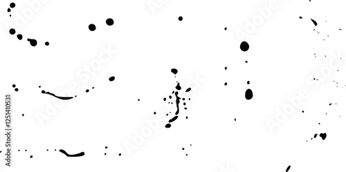 Set of Grunge Design Elements Black blots Vector illustration Black spots of paint isolated on white background Ink splashes stencil Blotter spots, liquid paint drip drop splash and ink splatter Trace