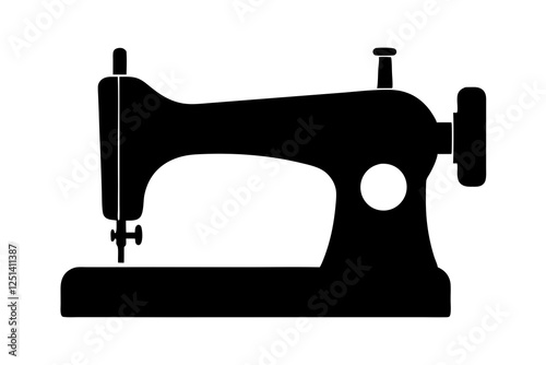 Sewing machine silhouette, sewing machine old retro vintage icon vector illustration 