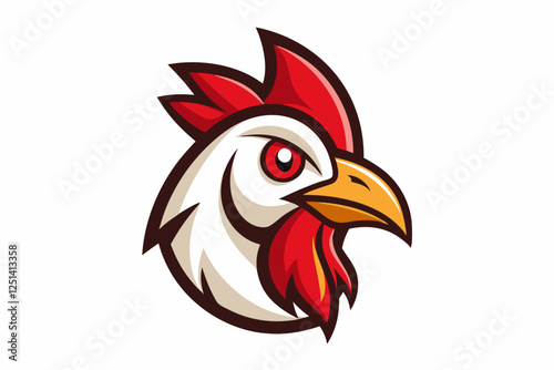 chicken head logo vector with white background