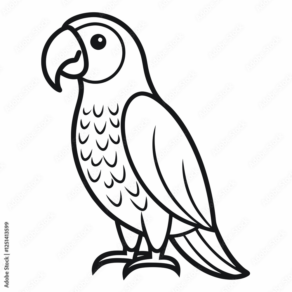 Fototapeta premium Simple a Parrot line art vector white background