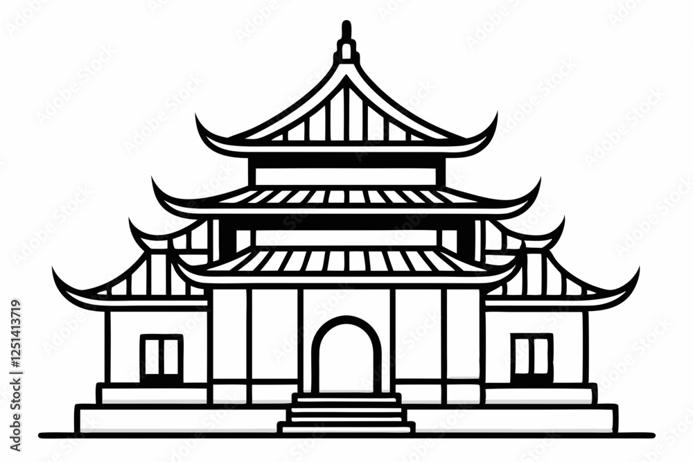 Fototapeta premium Chinese house silhouette vector illustration