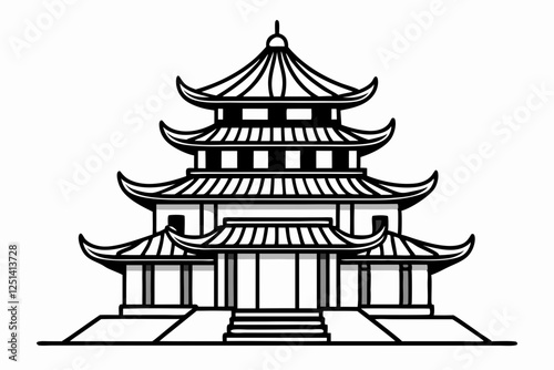 Chinese house silhouette vector illustration