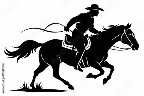 cowboy and horse running silhouettes