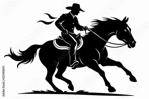 cowboy and horse running silhouettes