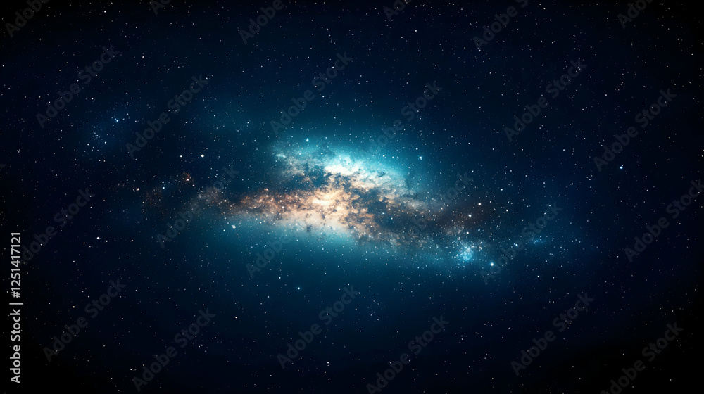 Fototapeta premium Cosmic Nebula in Dark Blue Night Sky