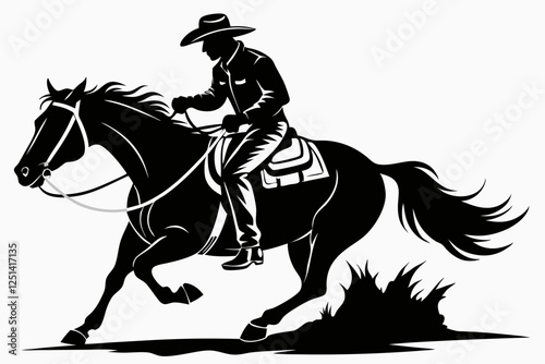 cowboy and horse running silhouettes