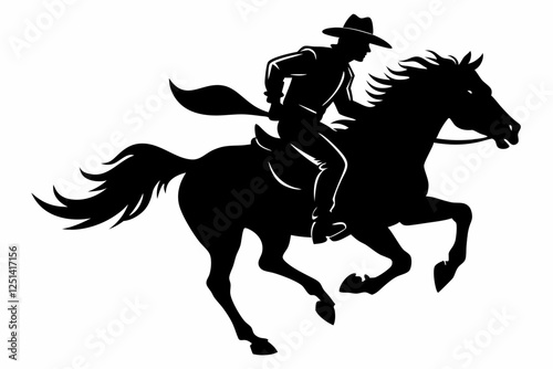 cowboy and horse running silhouettes