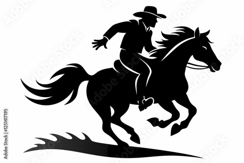 cowboy and horse running silhouettes