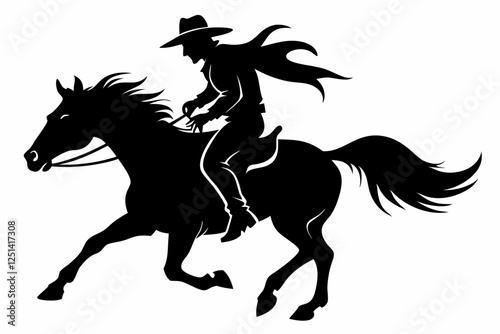 cowboy and horse running silhouettes