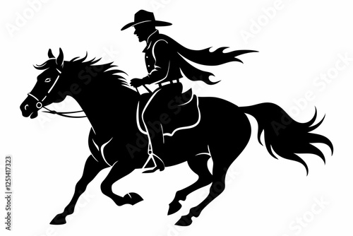 cowboy and horse running silhouettes