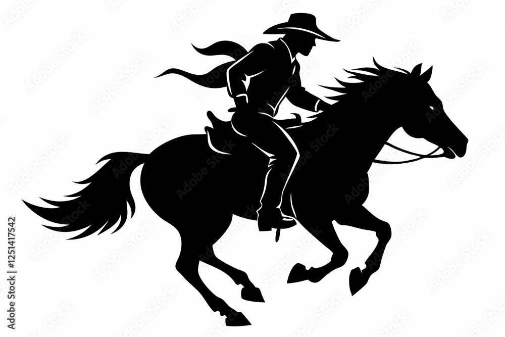 cowboy and horse running silhouettes cowboy and horse running silhouettes