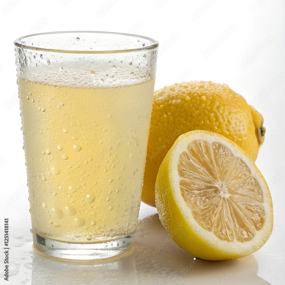 Ultra-Realistic Glass of Lemon Juice with Fresh Lemons Ultra-Realistic Glass of Lemon Juice with Fresh Lemons