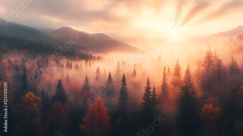 A vibrant autumn forest showcasing trees in brilliant colors, ideal for nature-themed projects.