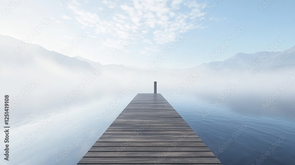 Fototapeta premium Minimalist Pier into Calm Lake – Variant 3