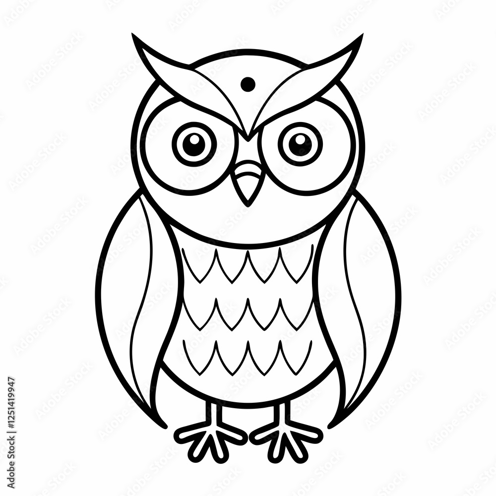 Fototapeta premium Simple a Owl line art vector white background
