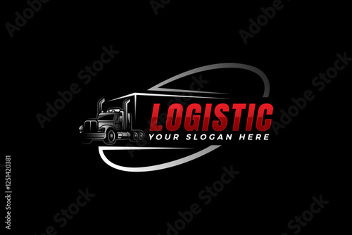 Creative Truck trailer logo. Semi truck transport logistics logo. Modern Trucking and Delivery logo vector.