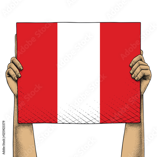 Hand Raises a Sign That Show Peru Flag