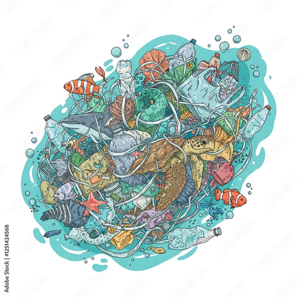 Fototapeta premium The Devastating Impact of Air and Plastic Pollution on the Environment