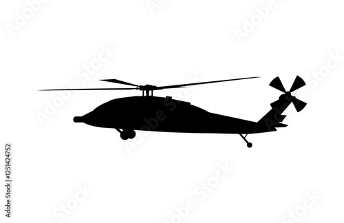Simple helicopter black icon vector. 