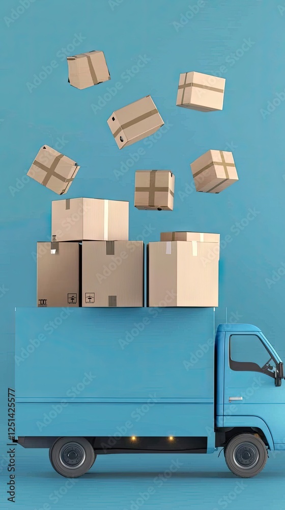 Shipping boxes on top of a truck. Background Studio. Possible Use Logistics Shipping boxes on top of a truck. Background Studio. Possible Use Logistics