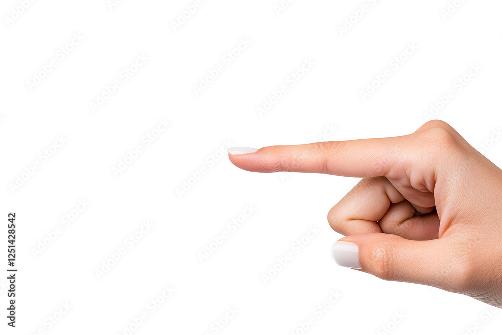 Close-up hand with index finger pointing to something, isolated on white background Close-up hand with index finger pointing to something, isolated on white background