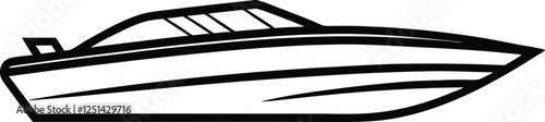 speed boat line art vector, boat line art vector illustration 