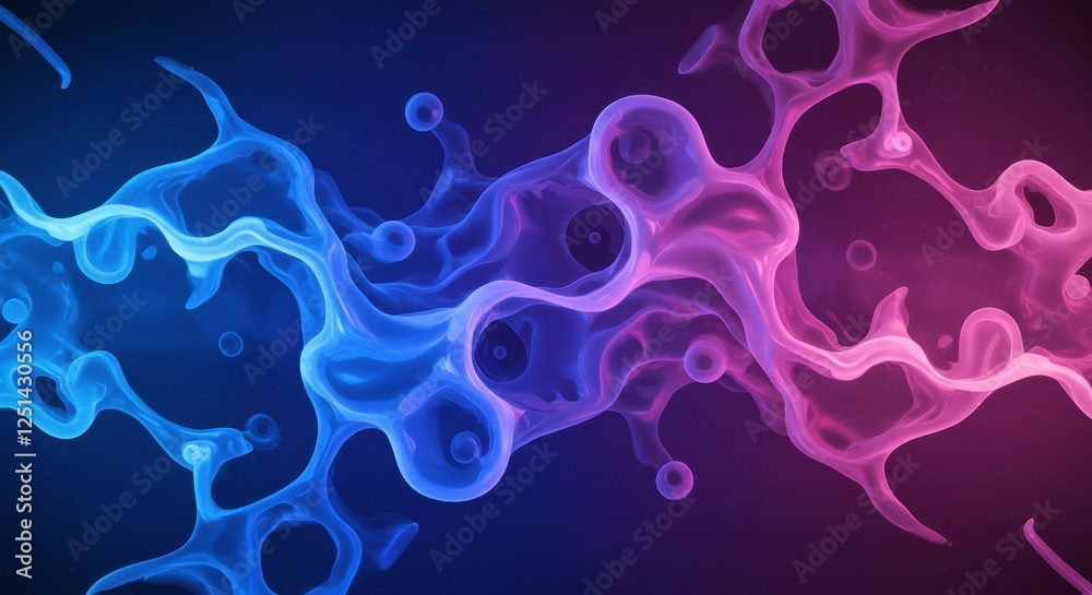 Neon Flow Abstract:  A mesmerizing abstract design with swirling neon blue and pink hues evokes energy and fluidity. The vibrant colors and dynamic forms create a futuristic and ethereal aesthetic. 