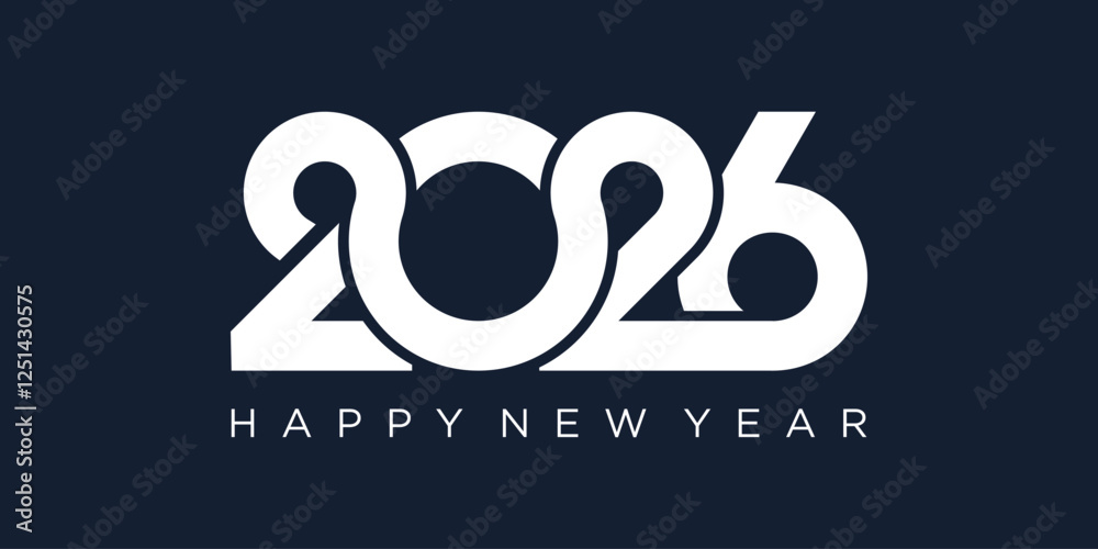 Fototapeta premium 2026 Happy New Year design vector. trendy unique new year 2026 logo design template