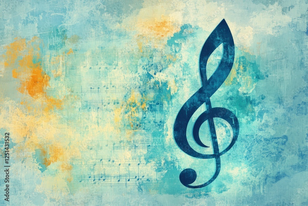 Fototapeta premium Colorful Musical Note on Abstract Background for Creative Projects