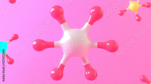 3D molecule, 3D model of a glowing neurotransmitter molecule, high fidelity visual for scientific and educational use.