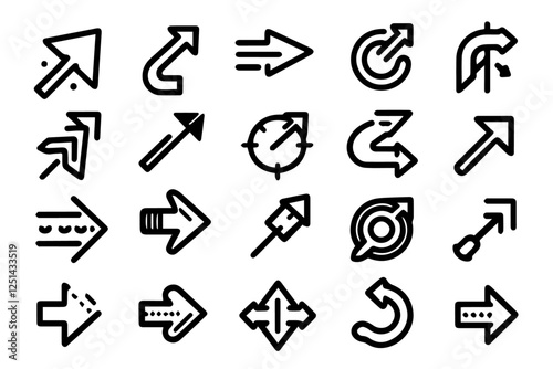 Arrow Icon Black & White Outline Collection