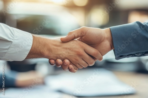 Buy second-hand auto or rent a car concept, Close-up hand of used car agent giving an auto key to client