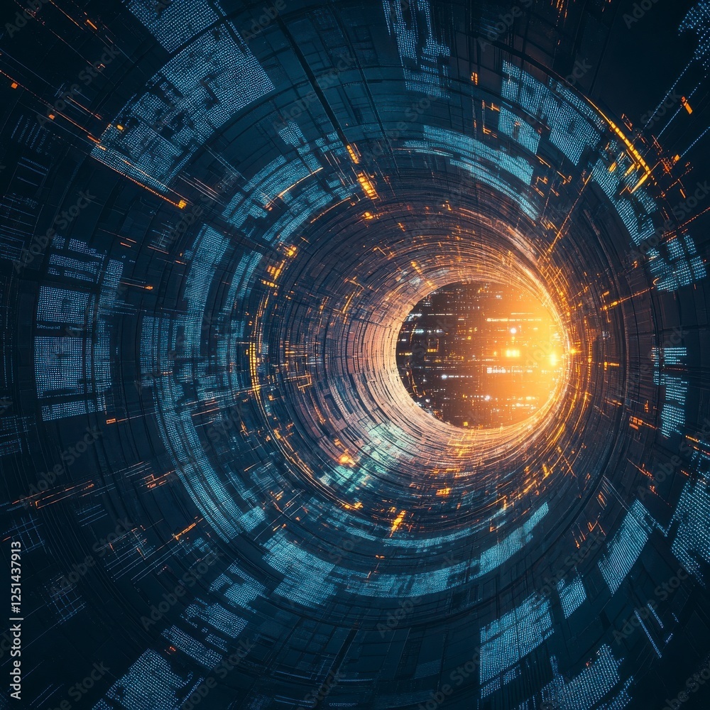 Abstract Digital Tunnel With Glowing Lights Keywords Abstract Digital Tunnel With Glowing Lights Keywords