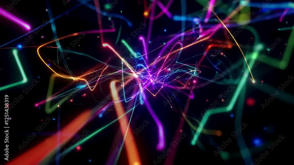 Neon Light Streaks in Dark Background with Multicolor Glowing Lines Neon Light Streaks in Dark Background with Multicolor Glowing Lines